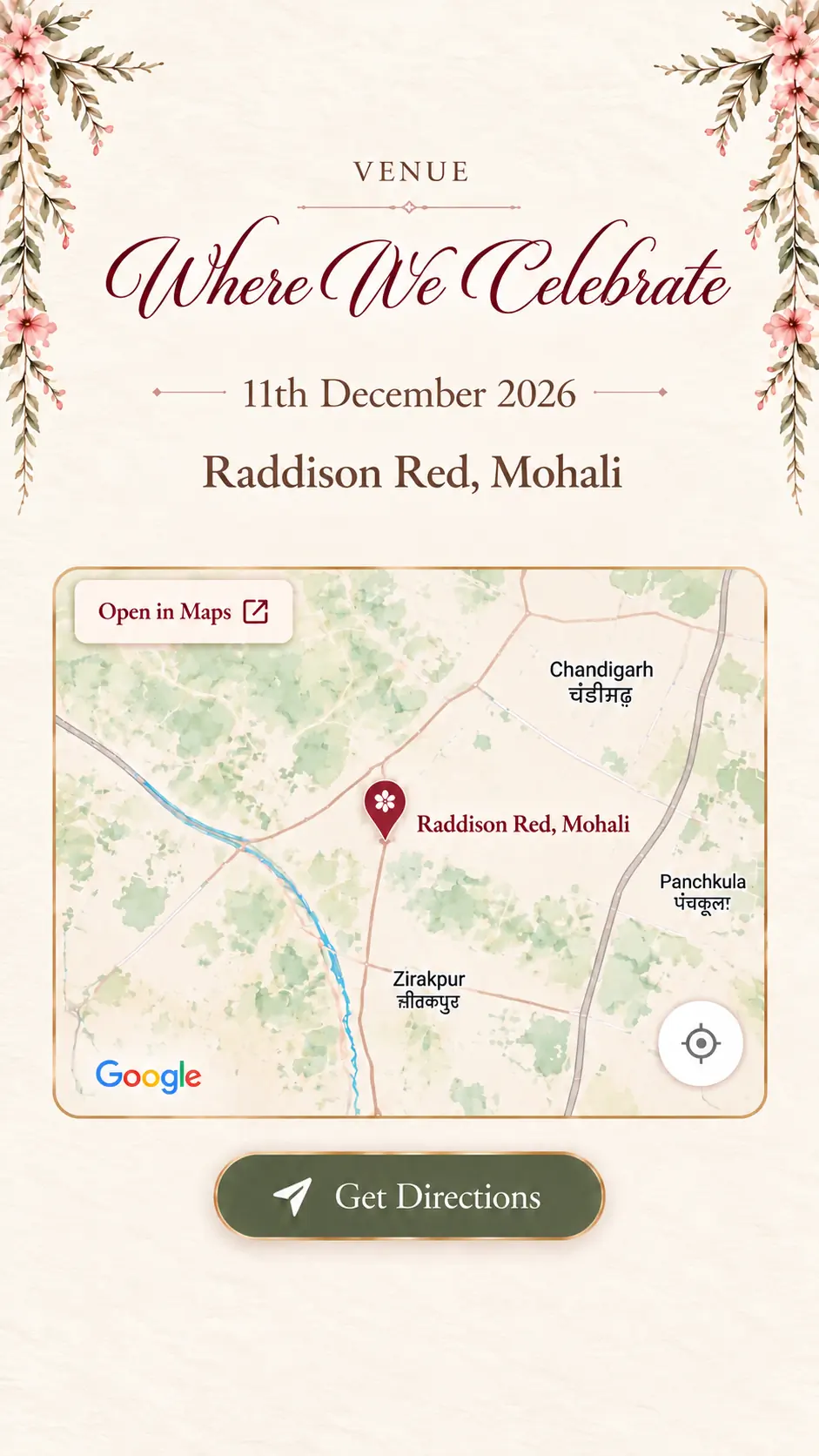 Where we celebrate — 11th December 2026, Raddison Red, Mohali. Get directions